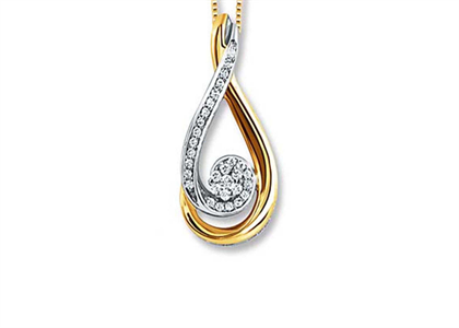 Two Tone Plated CZ Studded Delicate Pendant